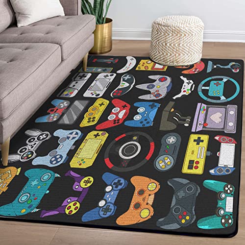 Tapete juvenil para juego, diseño gamepad colorido 100x150 cm