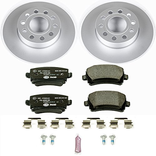 Image of PowerStop Euro-Stop Fully Coated Rear Brake Kit For Audi A3 2008 |Volkswagen Jetta 2005-10 |Rabbit 2006-09 - ECE-R90 Certified Brake Pads + Disc Rotor Upgrade, ESK4627