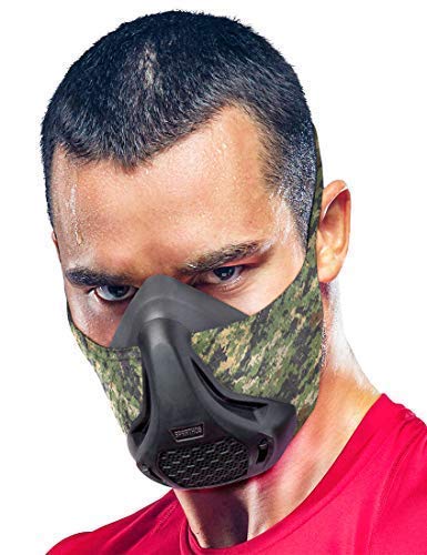 Sparthos Training Mask High Altitude Mask  for Gym Workouts, Running, Cycling, Elevation, Cardio - Fitness Mask - Resistance Mask 2 3  Lung Exercise [Military Camo + Case]