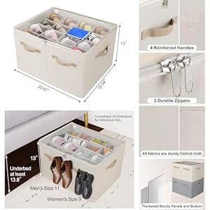 Shoe Organizer for Closet, Foldable Shoe Box with Adjustable Dividers and Clear Cover, Space Saving Shoe Storage Organizer Cabinet with Reinforced Handles, Fits 16 Pairs, Beige TP09Y Shoe Organizer for Closet Foldable Shoe Box with Adjustable Dividers and Clear Cover Space Saving Shoe Storage Organizer Cabinet with Reinforced Handles Fits 16 Pairs Beige TP09Y