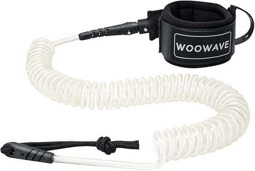 WOOWAVE SUP Correa de 11 pies en espiral, tabla de surf para tabla de surf con correa para el tobillo con funda impermeable