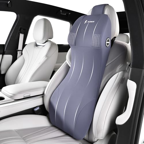 Image of FLORICH Integrated Car Seat Lumbar Support Pillow & Car Neck Pillow Memory Foam Back Cushion for Driving Car Seat Back Support Pillow for Car Seats Driver Back Neck Sciatica Pain Relief Cushion, Blue