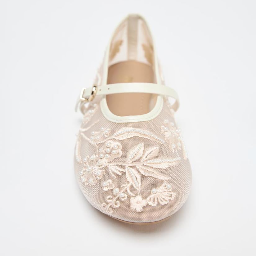 Mesh Ballet Flats for Women Embroidered Floral Mary Jane Flats Round Toe Slip On Ballerina Shoes Comfortable Casual Daily Dress Flat Shoes3