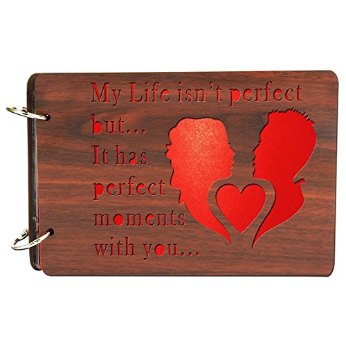 SEHAZ ARTWORKS My Life with You Wooden Scrapbook Photo Album for Memorable Gift on Boyfriend Girlfriend Husband Wife Spouse Birthdays, Valentines Day, Anniversary, Monthsary for Couples