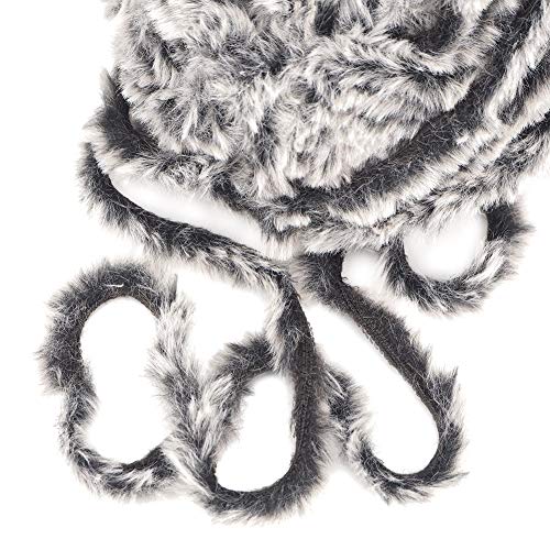 Image of NICEEC 2 Skeins Faux Fur Yarn Super Soft, Chunky & Fluffy, Eyelash Yarn for Crochet & Knitting (Total Length 70yds,3.53oz) - Black with White