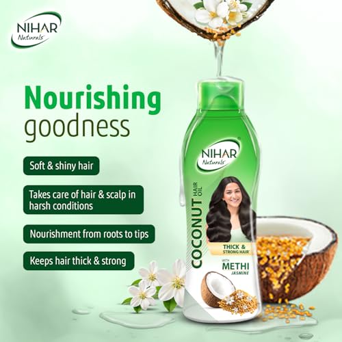 Image of Nihar Naturals Non Sticky,Coconut Hair Oil For Thick & Strong Hair, Jasmine, 550ml