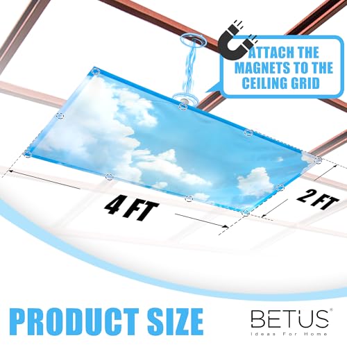 Image of Betus 2 Pack Magnetic Light Covers for Standard 2x4 Feet Drop Ceiling Flat Panel Lights - Fluorescent & LED Ceiling Light Shade Filters for Classroom, Office Cubicle, Hospitals, Home & School