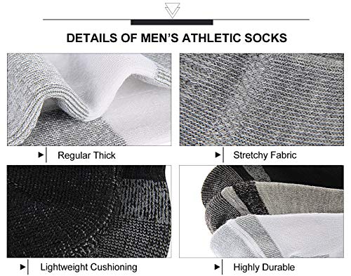 Men's Athletic Ankle Quarter Socks Men Comfort Cushion Moisture Wicking Work Sock 6 Pack3