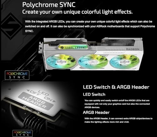 Image of ASRock AMD Radeon RX 9060 XT Steel Legend Overclocked Triple Fan 16GB GDDR6 PCIe 5.0 Graphics Card. 7680 x 4320 Maximum Resolution. Boost Clock: Up to 3320 MHz / 20 Gbps.