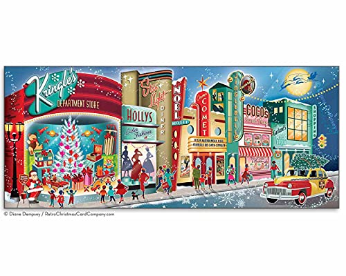 Vintage Main Street Christmas Cards, Package of 8