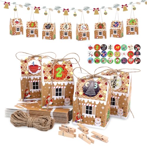 Adventskalender zum Befüllen – 24 Lebkuchenhaus Boxen mit...