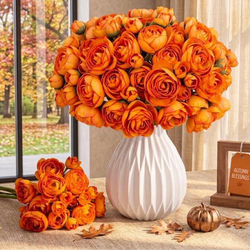 Giegxin 48 Pcs Ranunculus Artificial Flower,Real to Lifelike Peon...