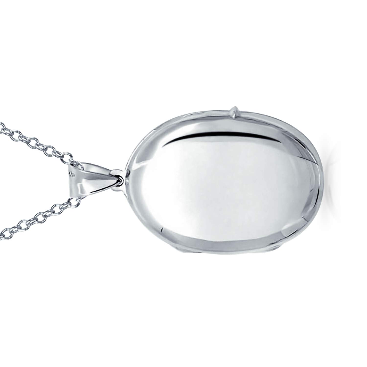 Ciondolo Collana In Argento .925 Semplice Cupola Ovale Cerchio Tradizionale Portagioie Personalizzato Incisione Foto Medaglione Per Donne Adolescenti Contiene Foto Immagini Piccole Medie Grandi