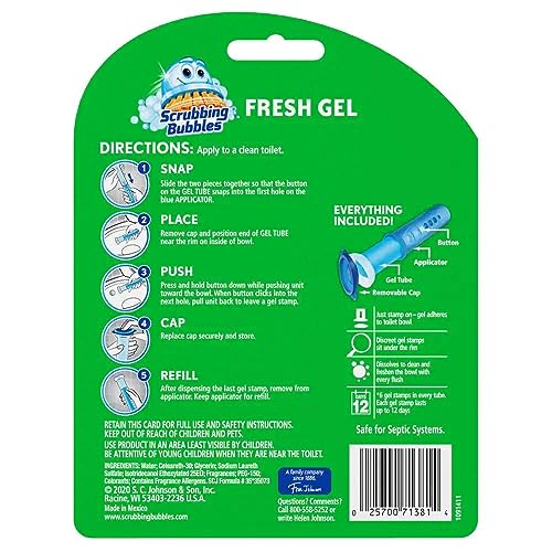 Image of Scrubbing Bubbles Toilet Cleaning Gel Glade Rainshower, 1.34 Ounce (Pack of 2)