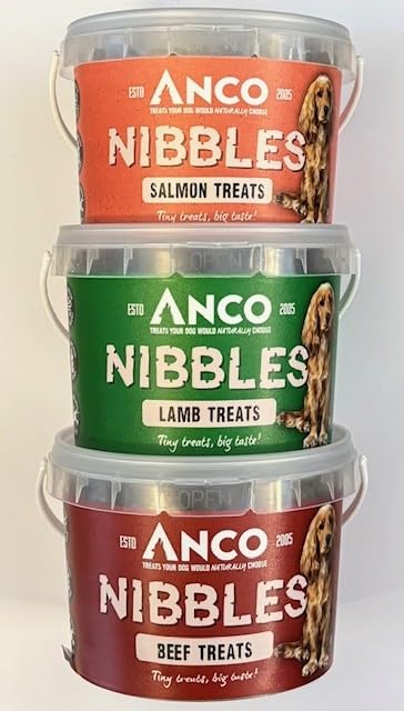 Anco Nibbles Training Treats Variety Pack - 3 x 300g Tubs (Salmon/Lamb/Beef)