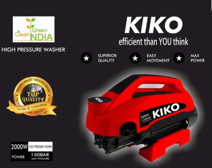 Image of KIKO 2124 High Pressure Washer, 2000 Watts, 150 Bar, 8L /min Flow Rate, for car, Bike, Garden and Home Cleaning Purpose
