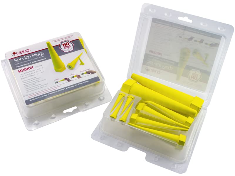 Image of Caplugs PTIND-XL PTSP Series - Pig's Tail Industrial Hydraulic Service Plug, Single Pack, XL Hex, Part Size Range: 2.40 inch- 5.10 inch, Yellow Oil-Resistant Rubber, Leak Prevention (PTIND-XLQ2)