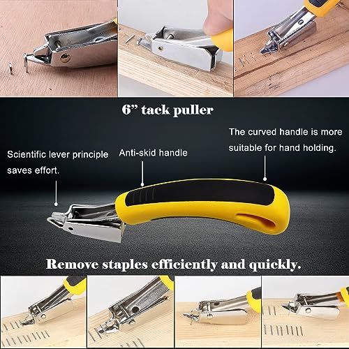 Image of 4Pcs Upholstery Staple Remover Tool Set Including 7inch End Cutting Plier,V Tip Tack Puller,U Tip Tack Puller,Staple Remover,Nail Puller Carpet Remover for Furniture Floor Photo Frame