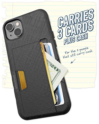 Image of Smartish iPhone 14 Plus Wallet Case - Wallet Slayer Vol. 2 [Slim + Protective] Credit Card Holder w /Kickstand - Drop Tested Hidden Card Slot Compatible w /Apple iPhone 14 Plus - Black Tie Affair