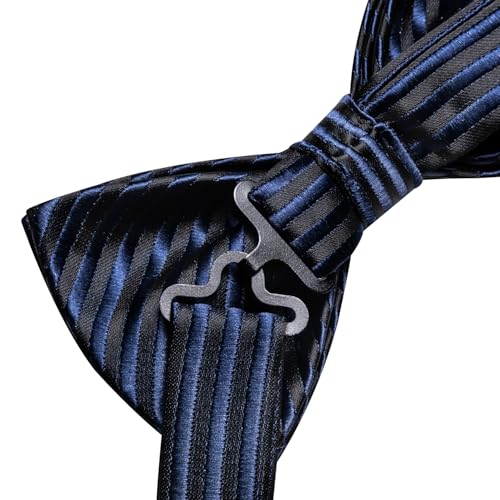 Image of Hi-Tie Bow Ties for Men Pre-Tied Pocket Square with Cufflinks Mens Bowtie Sets for Wedding Formal Party