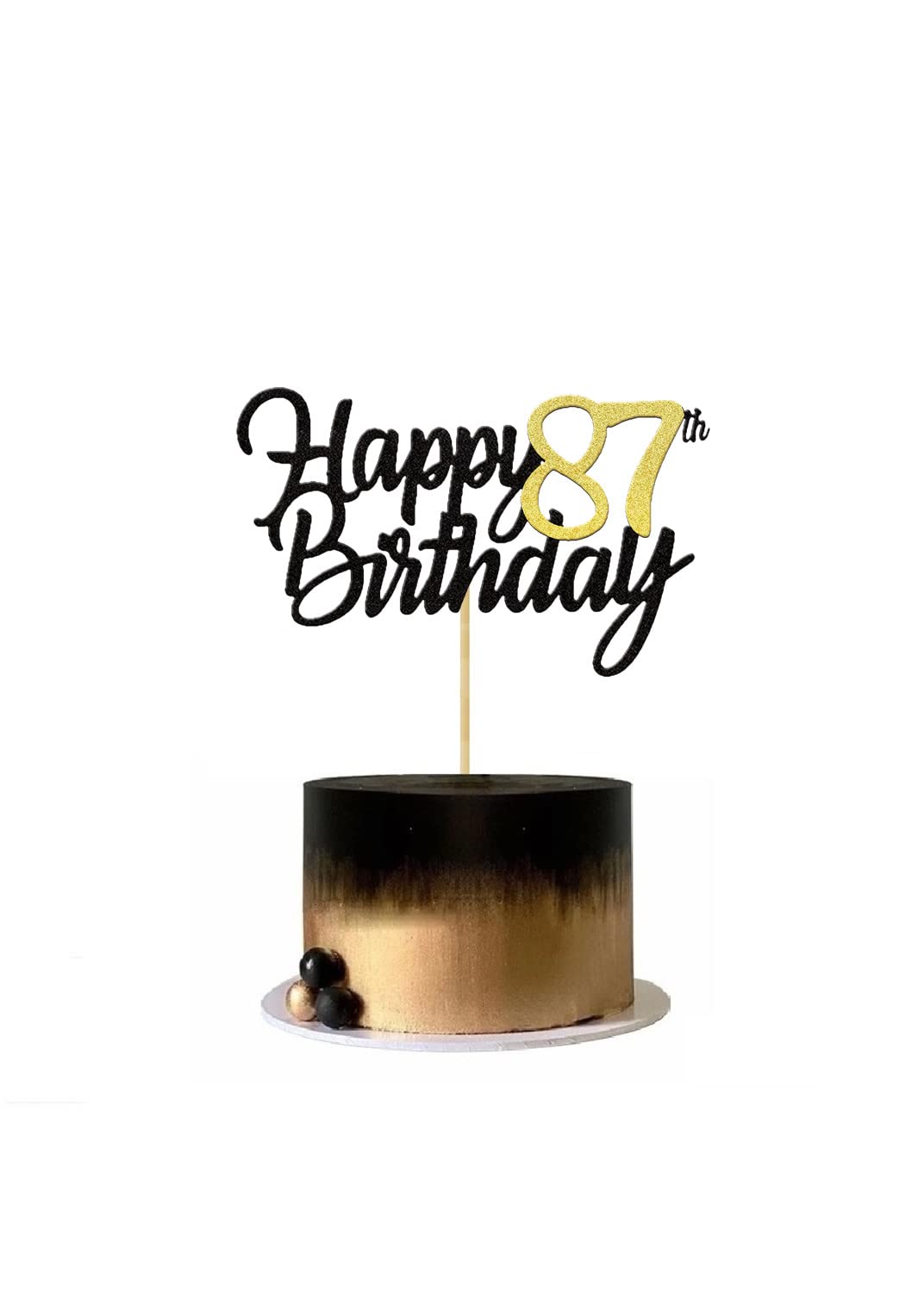 Tortenaufsatz Zum 8. Geburtstag – Glitzernd Schwarz-Gold, Mit „Cheers To 8 Years“ Aufschrift