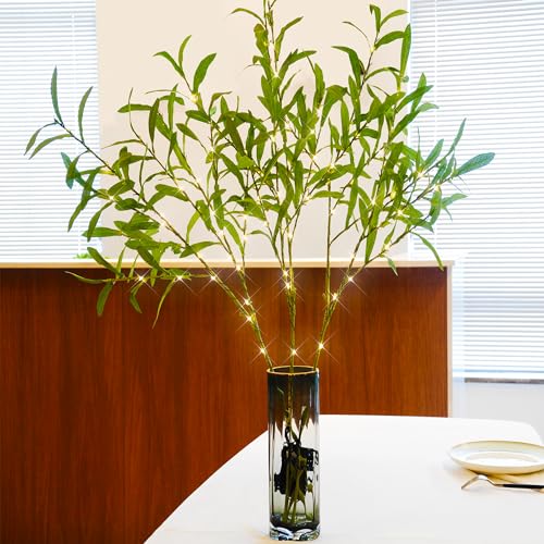 GiValue Artificial Lighted Tree Green Olive Branches, 90LED 3pcs 24in Branches with Timer Battery...