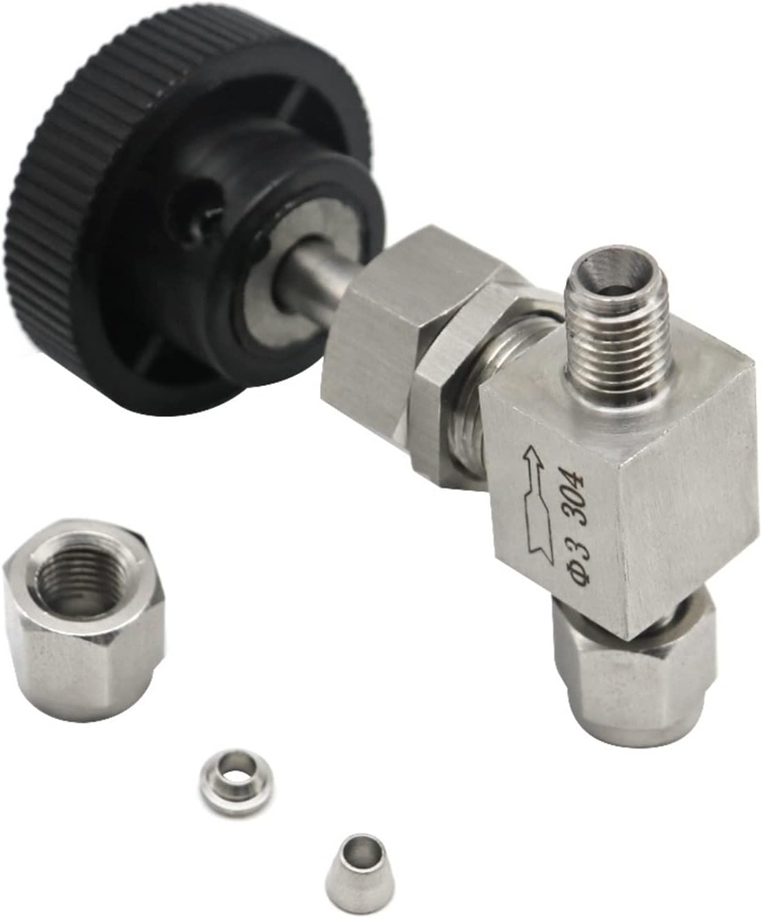 Adjustable Needle Valve O.D 3 4 6 8 10 12mm Tube Stainless Steel 304 High Pressure Acid Proof Straight Card Set 1Pcs(44930)