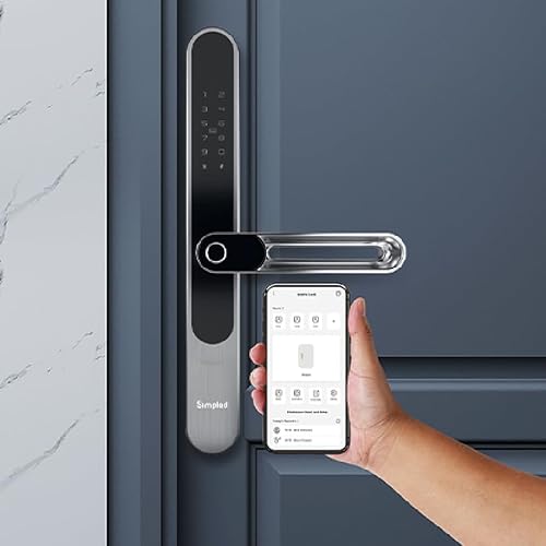 Simpled SS-SPS Weatherproof SlimSeries Smart Lock Touch, 7-in-1, Fingerprint Keyless Security Entry Door Lock, Bluetooth Electronic Deadbolt, Smartphone Access- Designed for The UK Weather, Silver - Image 8