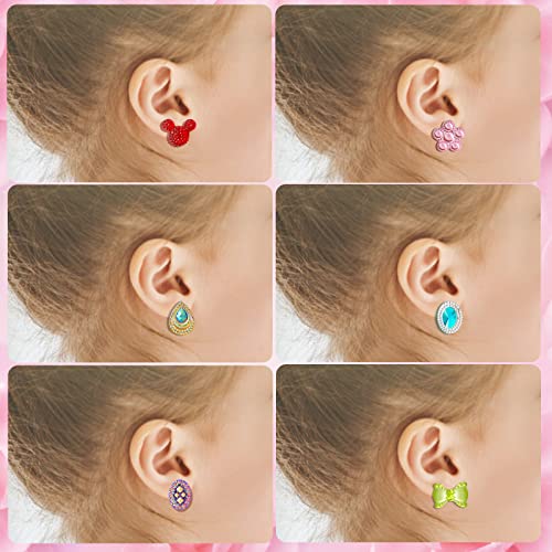 Image of Kids Clip On Earrings for Girls 20 /30 /40 Pairs Hypoallergenic Clip on Earrings for Kids Cute Animal Earrings for Little Girls Jewelry Set Party Favor Gift