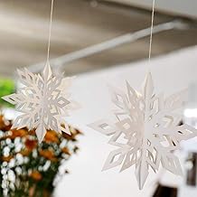 Queta 24 Pcs Ornements de Flocon de Neige de Noël, Flocons de Neige Décoration à Suspendre pour Fête de Noël, Fenêtre, Arbre de Noël, Décoration d'hiver Anniversaire DIY (Blanc)