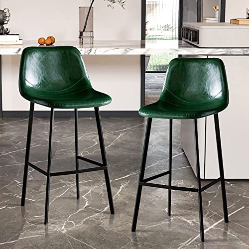 Tabouret de cuisine pour îlot central et chaise haute de bar en similicuir x2