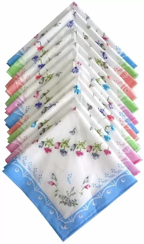 Women's Soft Cotton Floral Print Handkerchief for Girls and Kids, Multicolor Rumal/Hankies (Color Print Designs May Vary),-image-7