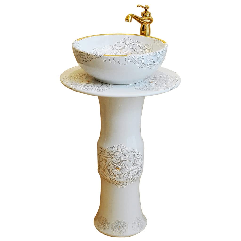 Rkvxcjhdr A Pedestal Sink Pedestal Sink Rt Pedestal Basin Ceramic Washbasin Balcony Integrated Freestanding Bathroom Sink White Bathroom Sinks