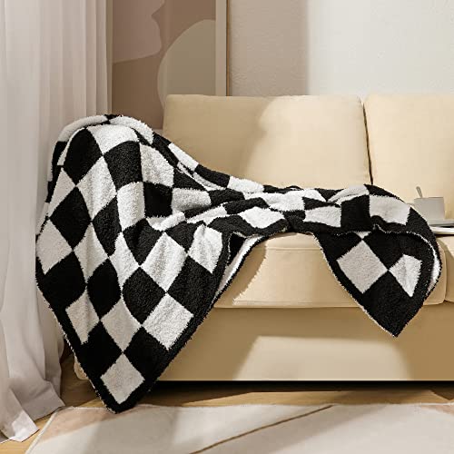 Checkered Throw Blanket Super Soft Luxurious Warm Blanket For Couch Reversible Blanket For Bed Sofa 50X60 Inches Checkered Pattern Blanket Black And White #TOP4