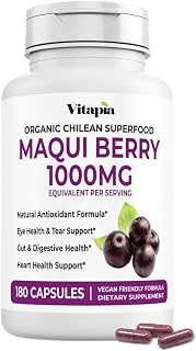 Vitapia Maqui Berry 1000mg - Maqui Berry Powder Supplement - Vegan Friendly, Non-GMO and Gluten-Free - 180 Veggie Capsules