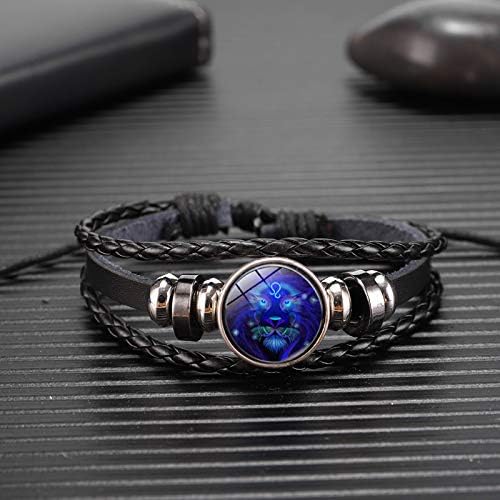 Fuqimanman2020 Zodiac Signs Spirit Bracelet Adjustable 12 Constellation Bracelet Multilayer Black Leather Wrap Bracelets Christmas Birthday Jewelry Gifts for Women Men - Image 2