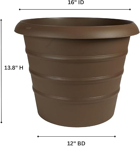 Miniatura 4 de The HC Companies Marina - Maceta redonda de riego automático de 16 pulgadas, maceta de plástico ligera para plantas de interior y exterior, flores,