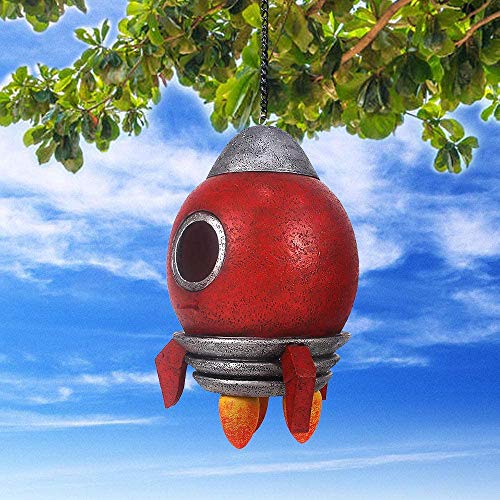 JSYS Rocket Bird House, Decoratvie Outdoor Birdhouse Wild Bird Nest Bird Hut for Garden Backyard Patio, 9.5"x6.2"