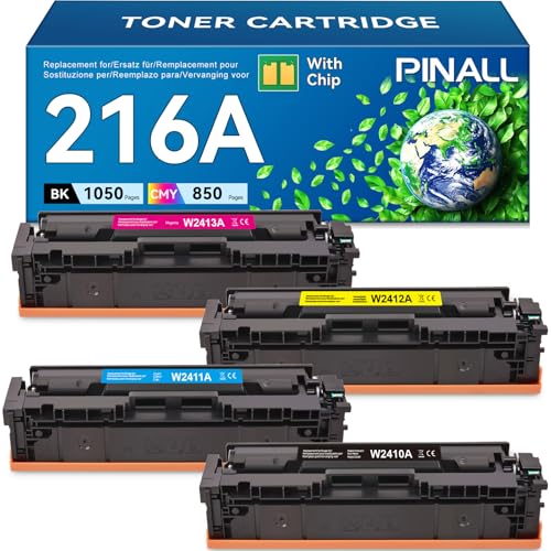 PINALL 216A Toner (Mit Chip) Kompatibel für HP 216A für HP Color LaserJet Pro MFP M183fw M182n M182nw M155a M155nw M155 - 4er Pack Schwarz Cyan Magenta Gelb