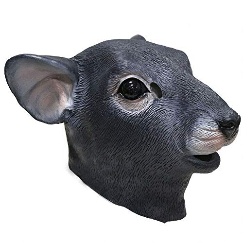 HENGYUTOYMASK Mouse Latex Animal Mask Mice Full Head Masquerade Cosplay Mask Carnival Party Fancy Dress Rat Mask (Black Mouse Mask)