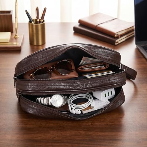 Image of kbi Mens Cash Bag Pouch Money Carrying Handling Luggage Multipurpose Travel Pouch vegan Leathe