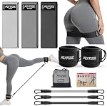 KUTIZE Ankle Resistance Bands with Cuffs & Fabric Resistance Bands Set - Legs & Glutes Workout Equipment for Women & Men, Home Gym Heavy Exercise Bands for Butt, Hip, Yoga,Strength Training