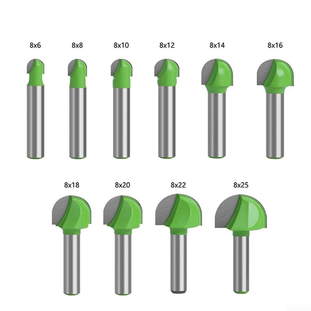 DAZZLEEX 1Pc 8Mm Shank Ball Nose End Mill Round Nose Cove CNC Fraisage Bit Radius Core Green,8X6