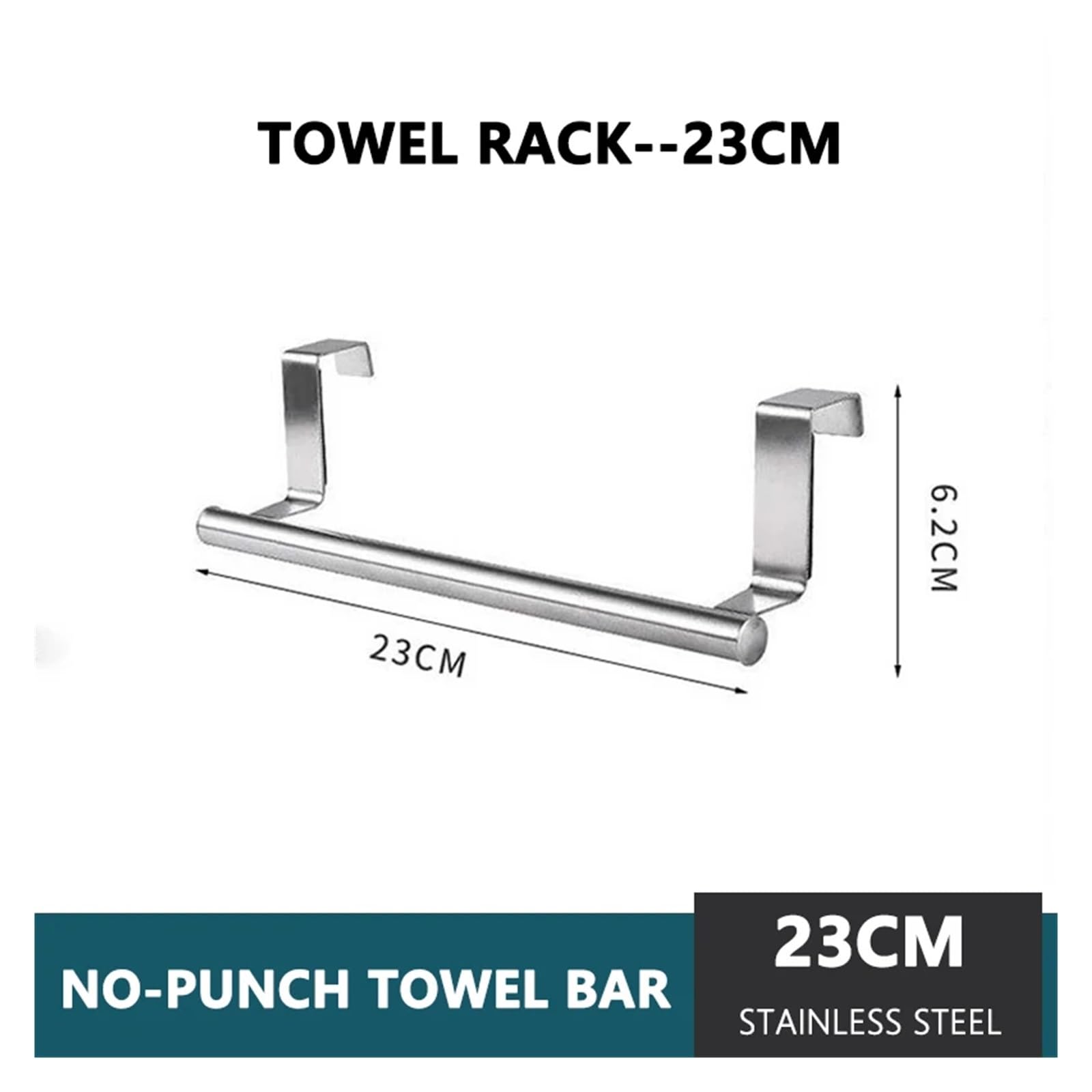 Handtuchhalter über der Tür, Handtuchhalter for Aufhängen, Edelstahl, for Küchenschrank, Badezimmer, Handtuchhalter, Home Organizer Hanger(Stainless-steel-23cm)