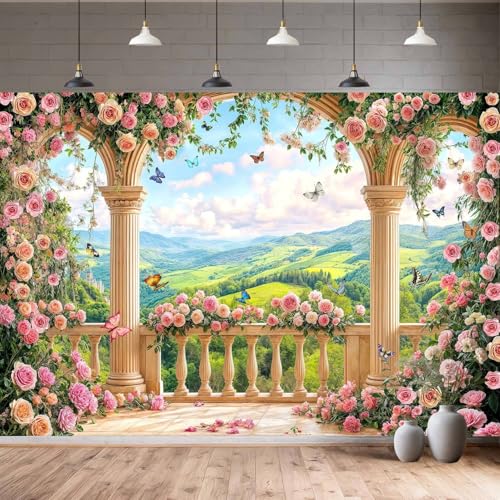 Fondo Fotográfico Floral Rosa 7x5ft miniatura 2