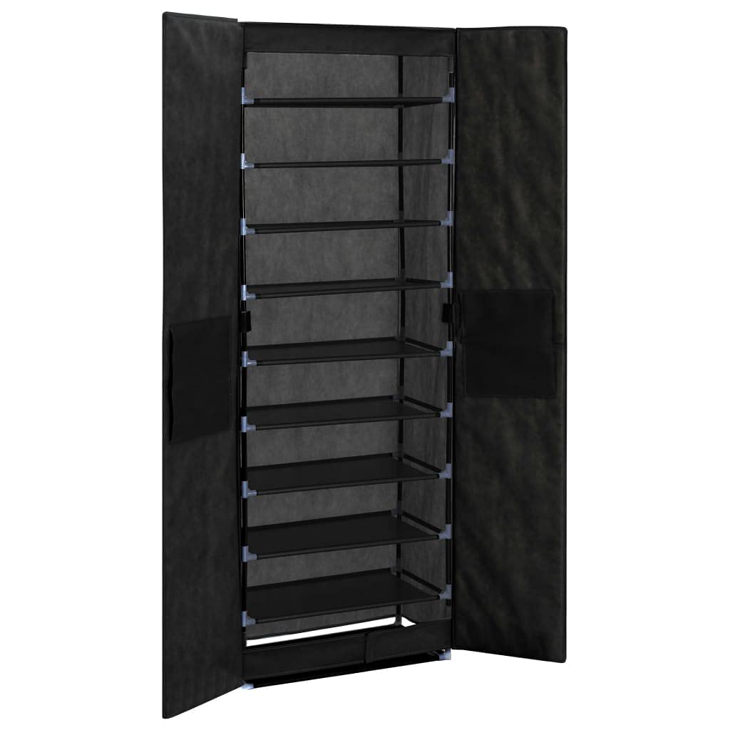 Scarpiera Nera 60x30x166 cm in Tessuto Non Tessuto con 10 Livelli e 30 Paia di Scarpe Capacità Organizzatore Armadio per Scarpe Pratico e Resistente con Fodera Antipolvere