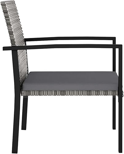 Miniatura 4 de vidaXL 4 sillas de comedor para patio en color gris, muebles de exterior de ratán de polietileno resistentes a la intemperie con marco de acero con