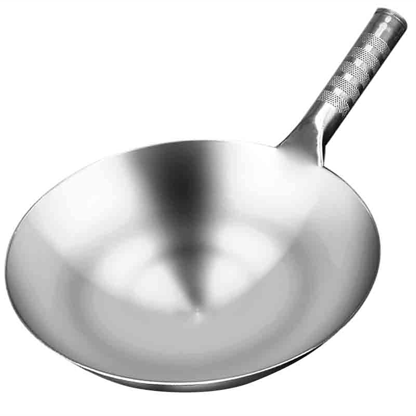Wok ze stali nierdzewnej, tradycyjna chińska patelnia do kuchenek gazowych, idealna do smażenia i smażenia, trwała i łatwa do czyszczenia