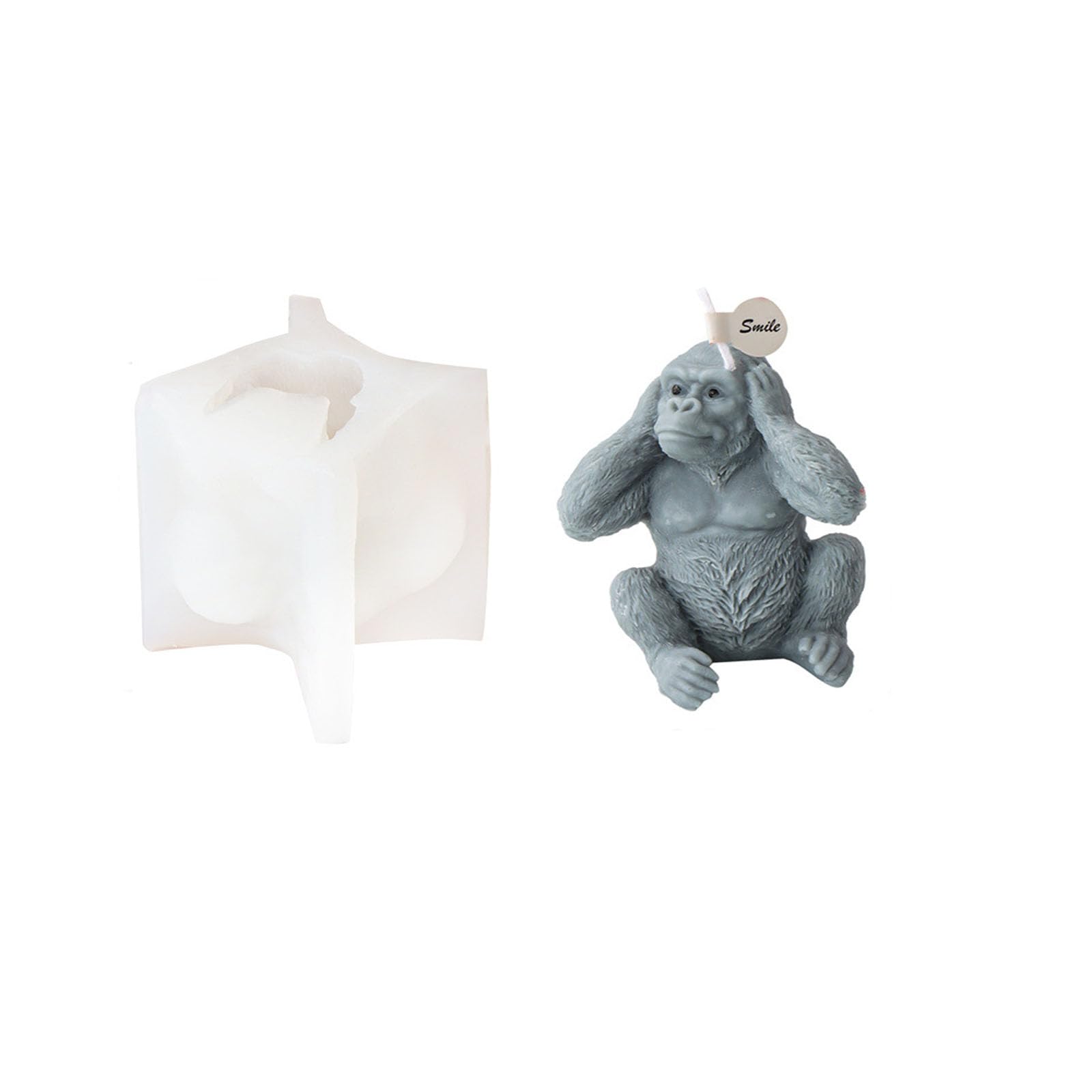 Xidmold 3D Gorilla Candle Mould Animal Gorilla Silicone Mold for Fondant Epoxy Resin, Soy Wax Candle, Soap, Plaster, DIY Crafts (A)