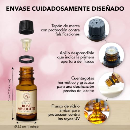 Miniatura 5 de Aceite Esencial Rosa Absoluto 10ml - Rosa Damascena - Aromaterapia - Fragancias Para Hogar - Aceite Absoluto Rosa Para Difusores - Relajación - Aromalampa - Calmante - Buen Sueño - Dormir Bien